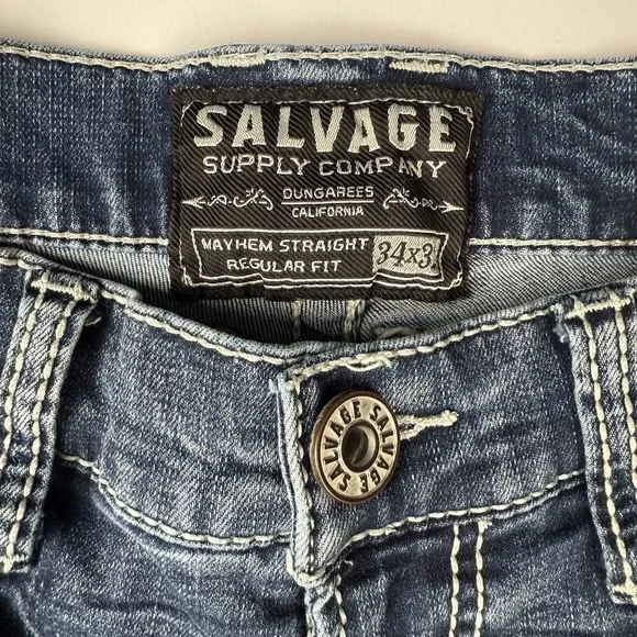 Salvage Supply Co for Buckle Mayhem Straight Fit  Jeans Men 34x32 - Picture 6 of 15